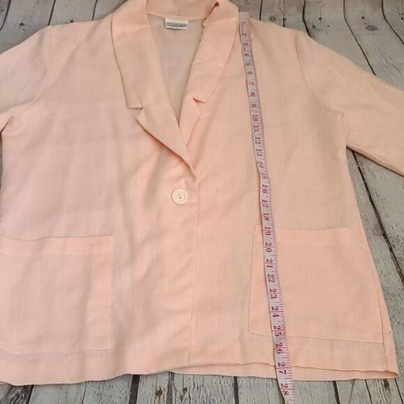 Vintage 80s Salmon Pink Lightweight Blazer Classic Career - Picture 13 of 15